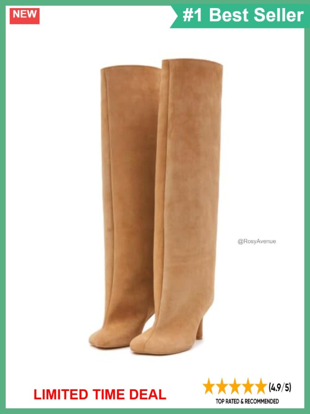 Faux Suede Knee High Boots Square Toe Stiletto Heels Wide Calf